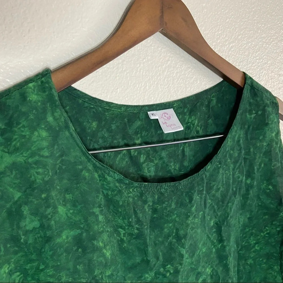 Acid Wash Tank Tie Dye Green Sleeveless Top Lightweight Size XL LA LUNA LOCA - Picture 2 of 8